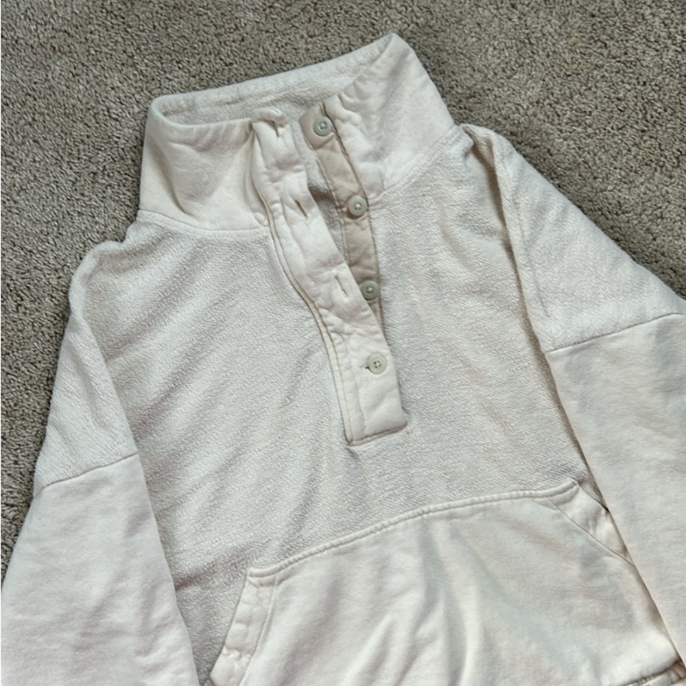 REI Cream Button-Up Sweatshirt